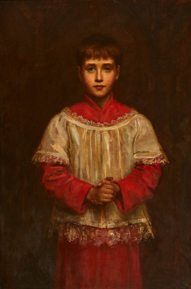 THEOCRITE [THE LITTLE ACOLYTE] 1886 by Sarah Henrietta Purser sold for 7,200 at Whyte's Auctions