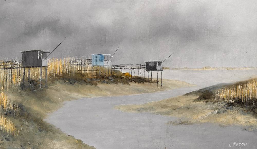 CALAPEYRE MDOC, (FISHING HUTS ON THE GIRONDE ESTUARY) by Louis Pecou sold for 80 at Whyte's Auctions
