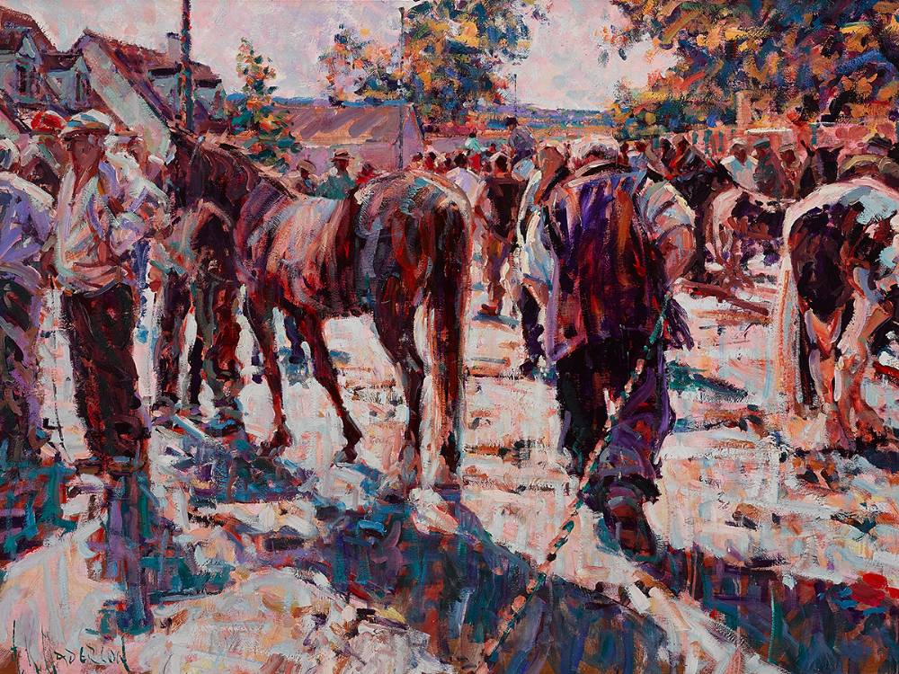 IN TOW (TALLOW HORSE FAIR), COUNTY WATERFORD by Arthur K. Maderson (b.1942) at Whyte's Auctions