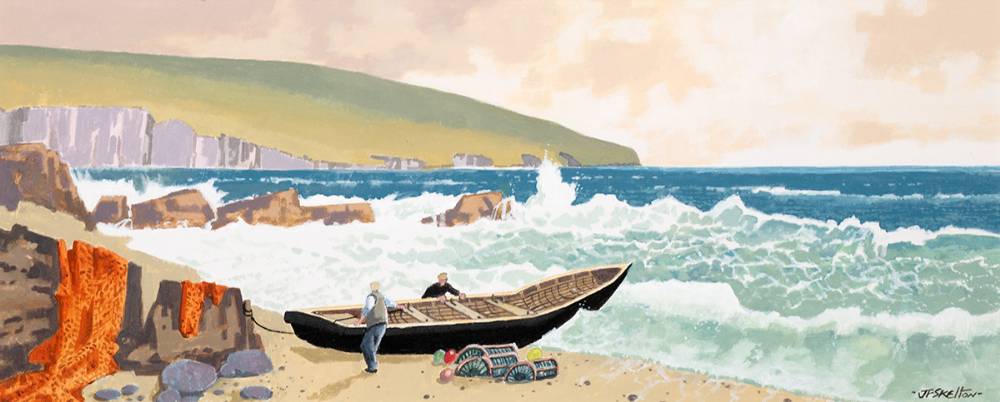 LAUNCHING THE CURRACH, WEST OF IRELAND by John Francis Skelton sold for 1,500 at Whyte's Auctions