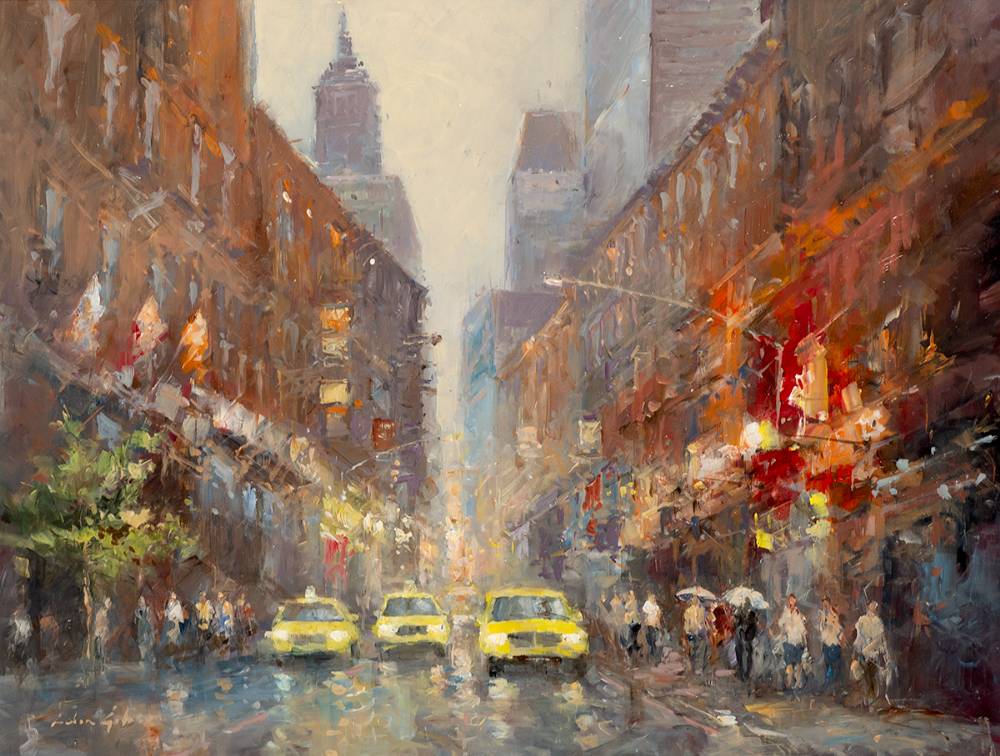 TAXIS, TWILIGHT RAIN, NEW YORK, 2020 by Colin Gibson sold for 1,000 at Whyte's Auctions