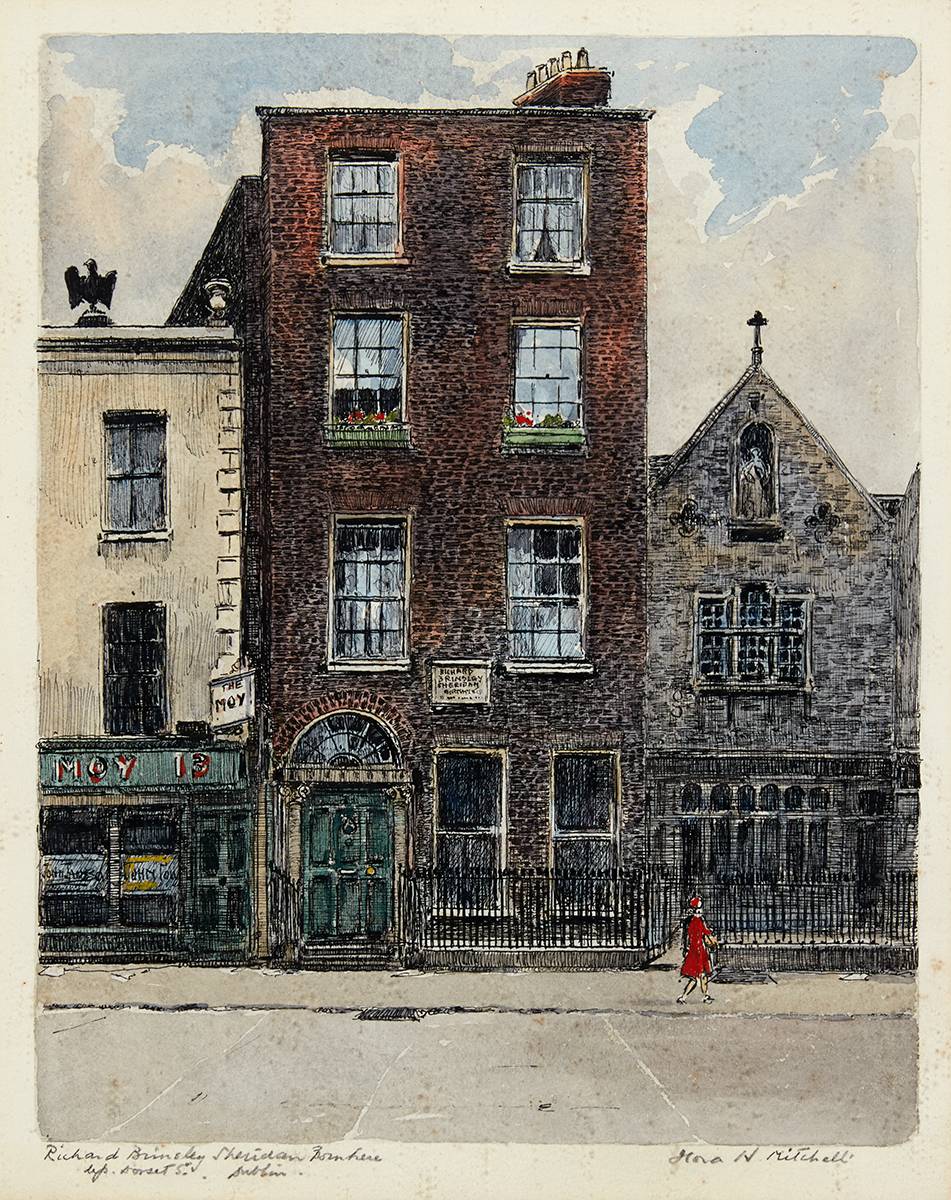 RICHARD BRINSLEY SHERIDAN BIRTHPLACE, UPPER DORSET STREET, DUBLIN by Flora H. Mitchell sold for 2,900 at Whyte's Auctions