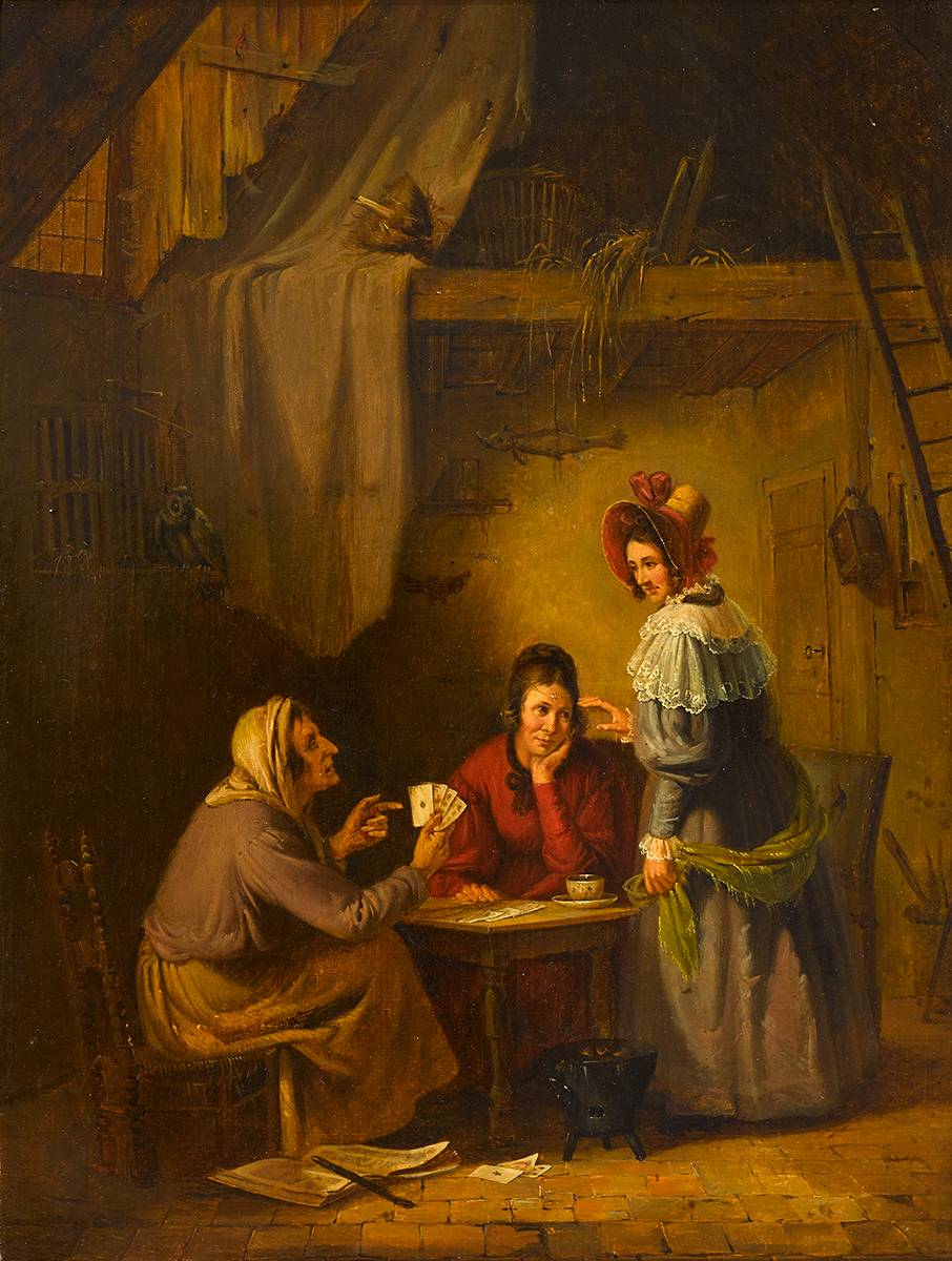 INTERIOR SCENE WITH FORTUNE TELLER by Henri de Braekeleer sold for 1,900 at Whyte's Auctions
