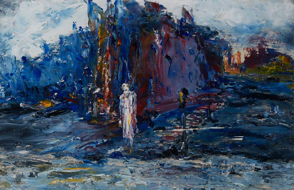 WAITING FOR THE FERRY, LOW TIDE, 1946 by Jack Butler Yeats sold for €135,000 at Whyte's Auctions