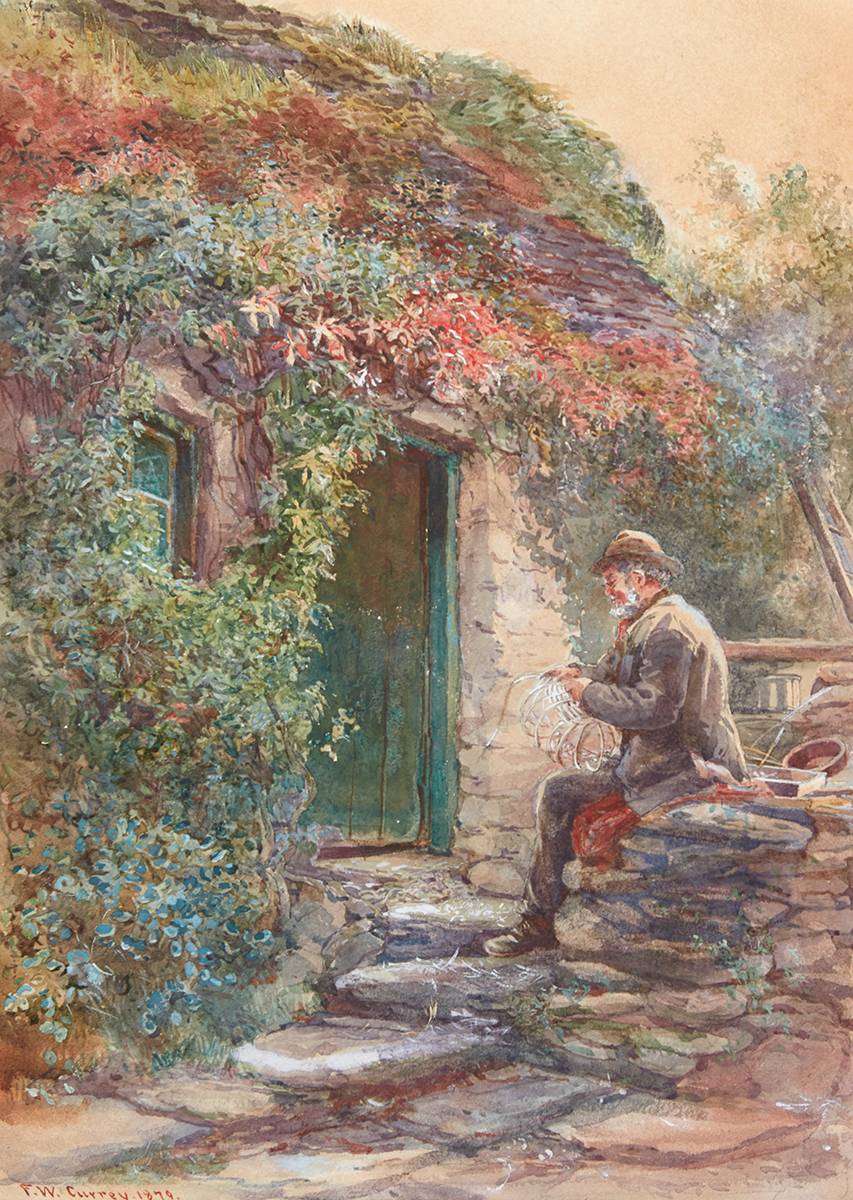 GENTLEMAN BY A VINE CLAD COTTAGE, 1879 by Fanny Wilmot Currey sold for 1,000 at Whyte's Auctions