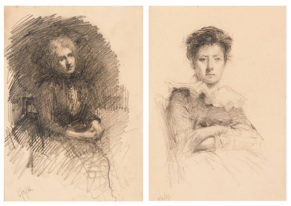 SKETCHES OF TWO WOMEN, 1886/87 (A PAIR) by Walter Frederick Osborne sold for 2,300 at Whyte's Auctions