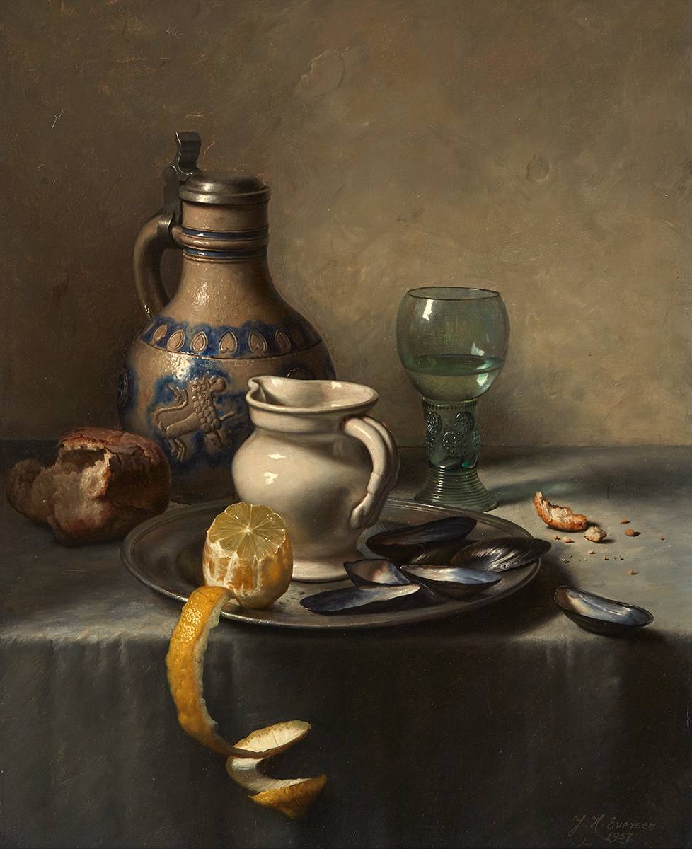STILL LIFE WITH MUSSELS, 1957 by Johannes Hendrik Eversen sold for 4,800 at Whyte's Auctions