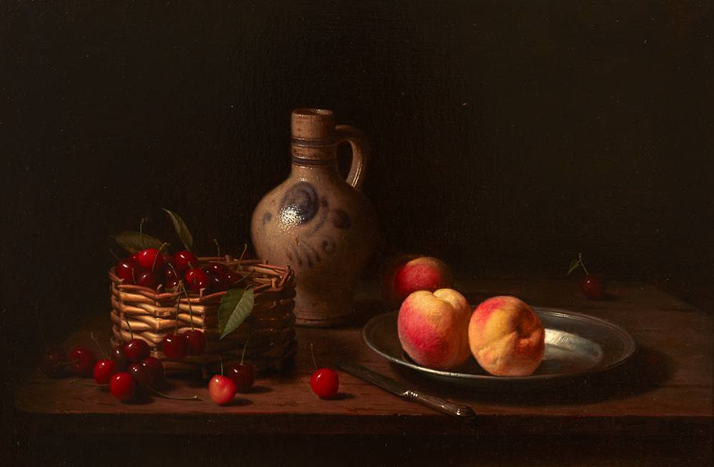 STILL LIFE WITH CHERRIES AND APRICOTS, 1973 by Johannes Hendrik Eversen sold for 2,900 at Whyte's Auctions