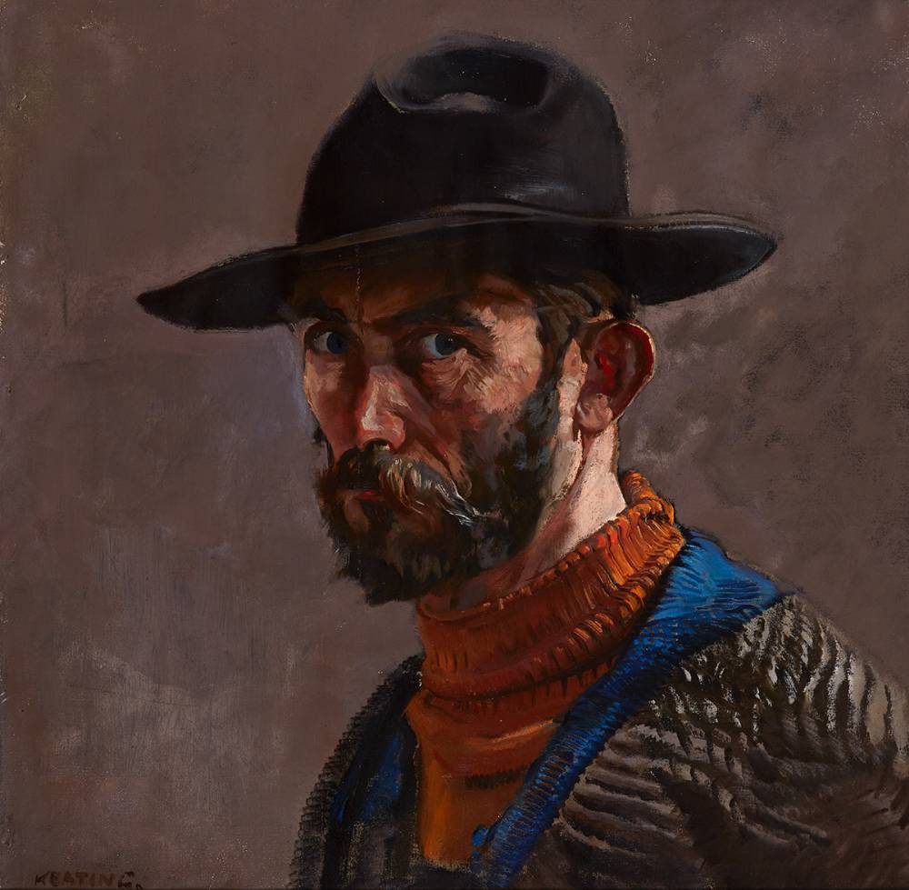 SELF PORTRAIT WEARING A HAT, c. 1940s by Sen Keating sold for €30,000 at Whyte's Auctions