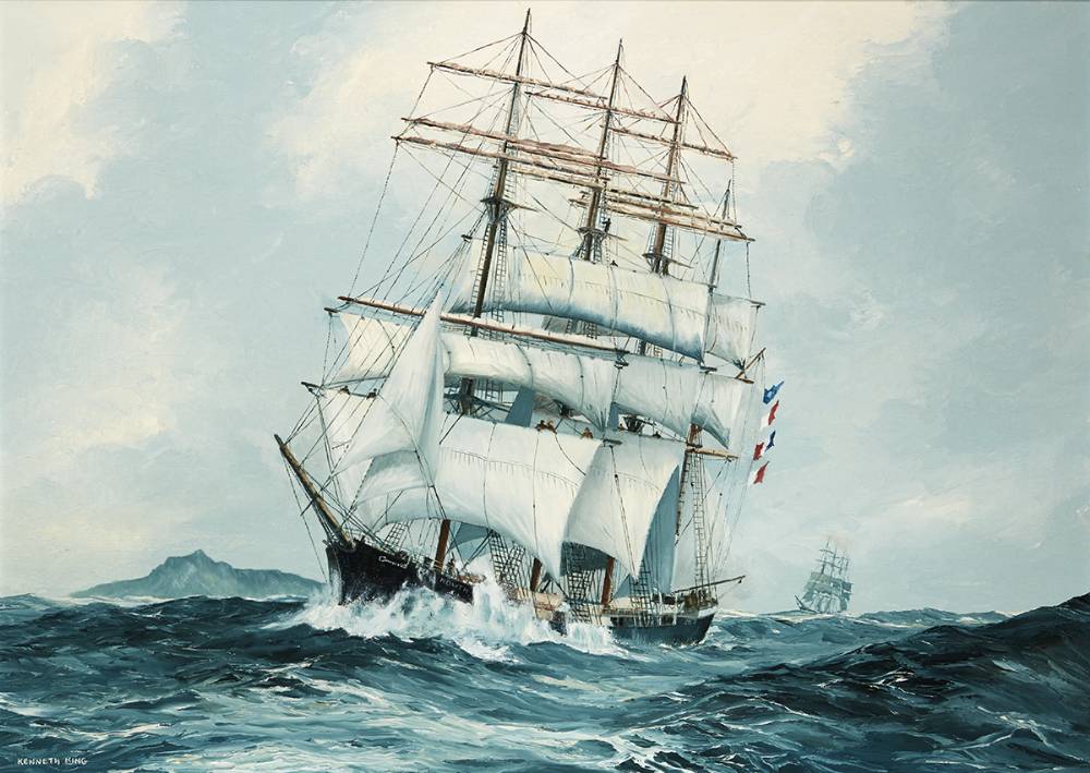 FOUR MAST BARQUE, HOWTH OF DUBLIN, OFF CAPE HORN BOUND SAN FRANCISCO, 1991 by Kenneth King sold for 950 at Whyte's Auctions