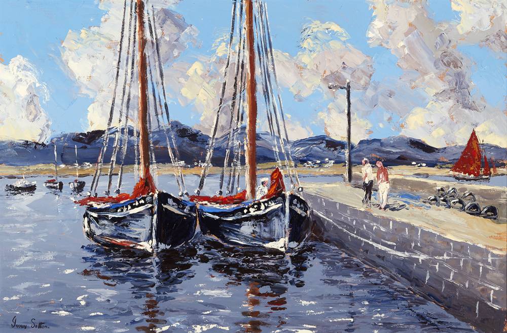 GALWAY HOOKERS, ROUNDSTONE HARBOUR, COUNTY GALWAY by Ivan Sutton sold for 2,700 at Whyte's Auctions