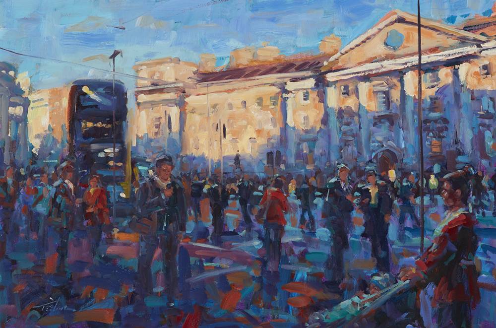 COLLEGE GREEN, DUBLIN by Norman Teeling sold for 950 at Whyte's Auctions