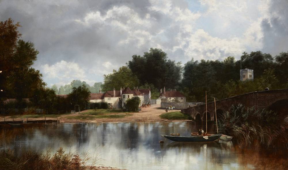 VIEW OF THE RIVER THAMES AT SONNING, BERKSHIRE, ENGLAND by William Howard sold for 800 at Whyte's Auctions