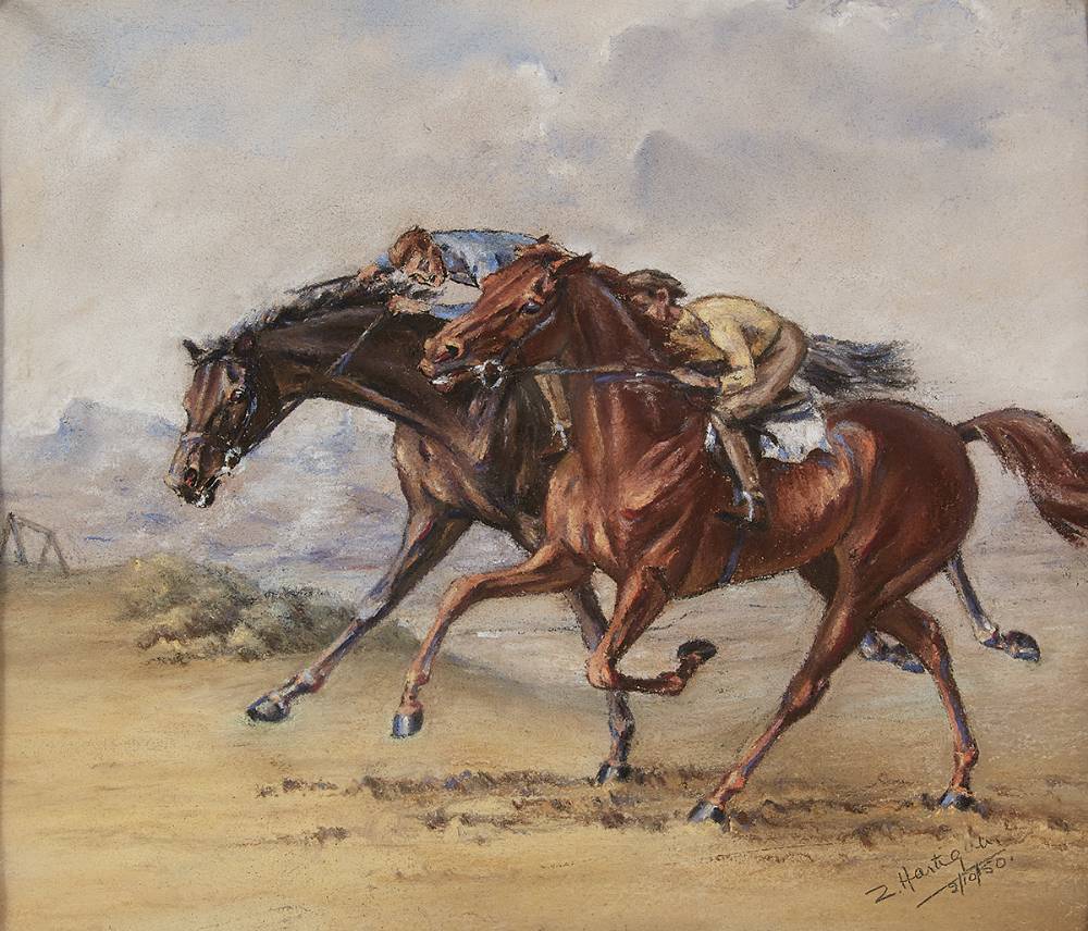 EARLY MORNING, WORKING UP WELSH'S HILL, THE CURRAGH, 1950 by Zita Hartigan sold for 220 at Whyte's Auctions