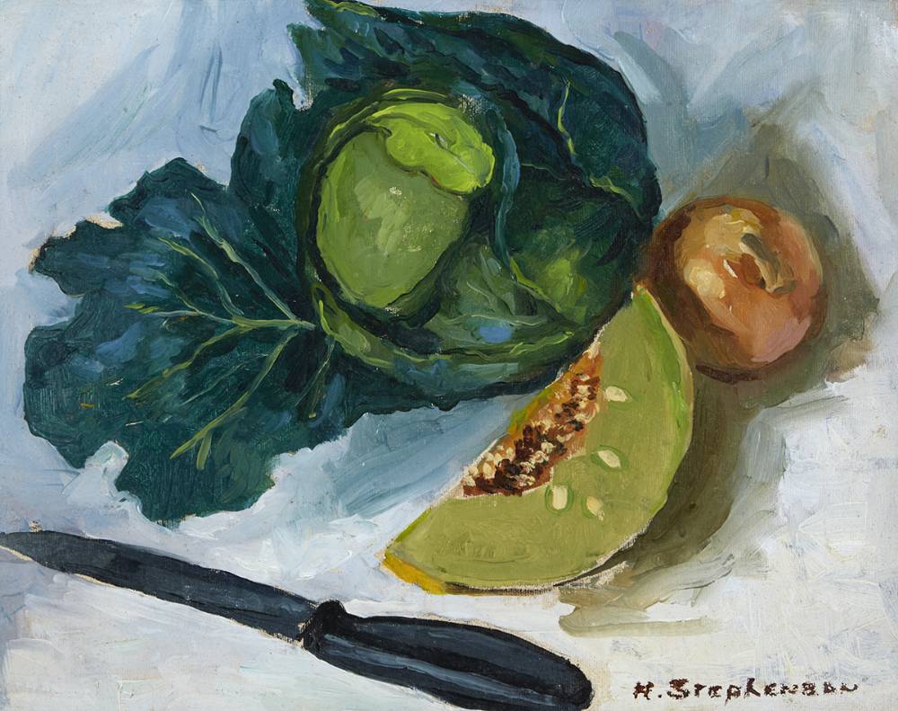 STILL LIFE WITH CABBAGE by Nuala Stephenson sold for 420 at Whyte's Auctions