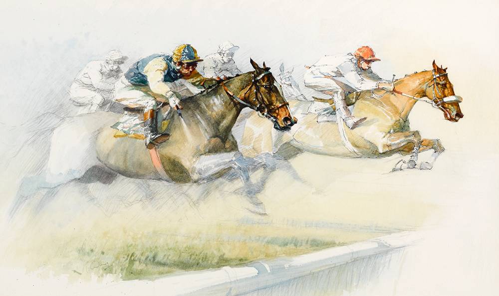 RACING SCENE by Peter Curling sold for 2,900 at Whyte's Auctions
