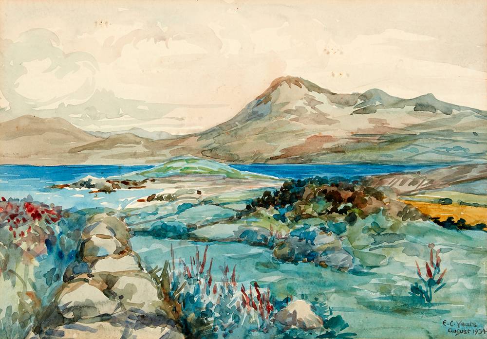 THE TWELVE PINS, CONNEMARA, 1934 by Elizabeth Corbet 'Lolly' Yeats sold for 950 at Whyte's Auctions