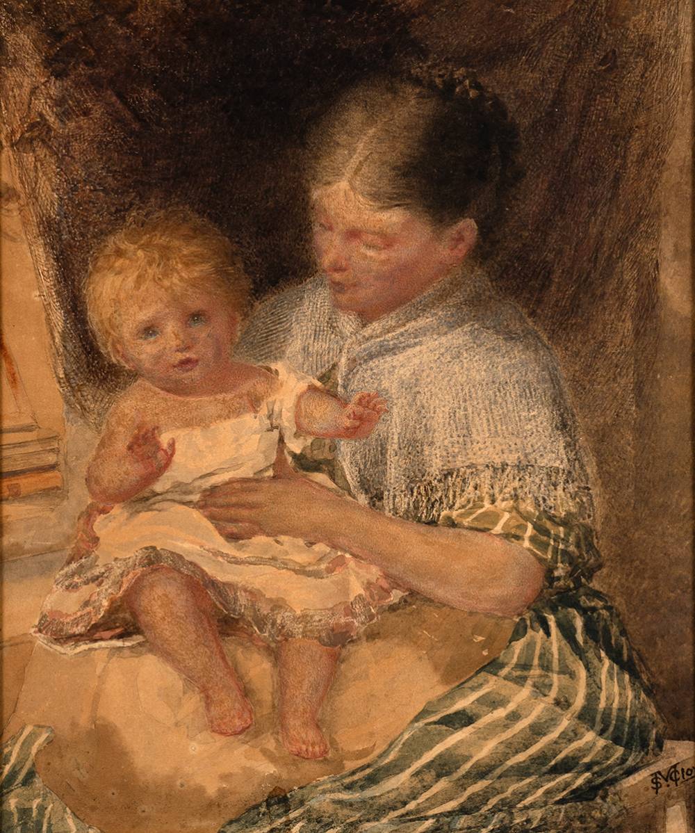 THE BABY, HIS DAUGHTER ELIZABETH, c. 1870 by Samuel McCloy sold for 750 at Whyte's Auctions