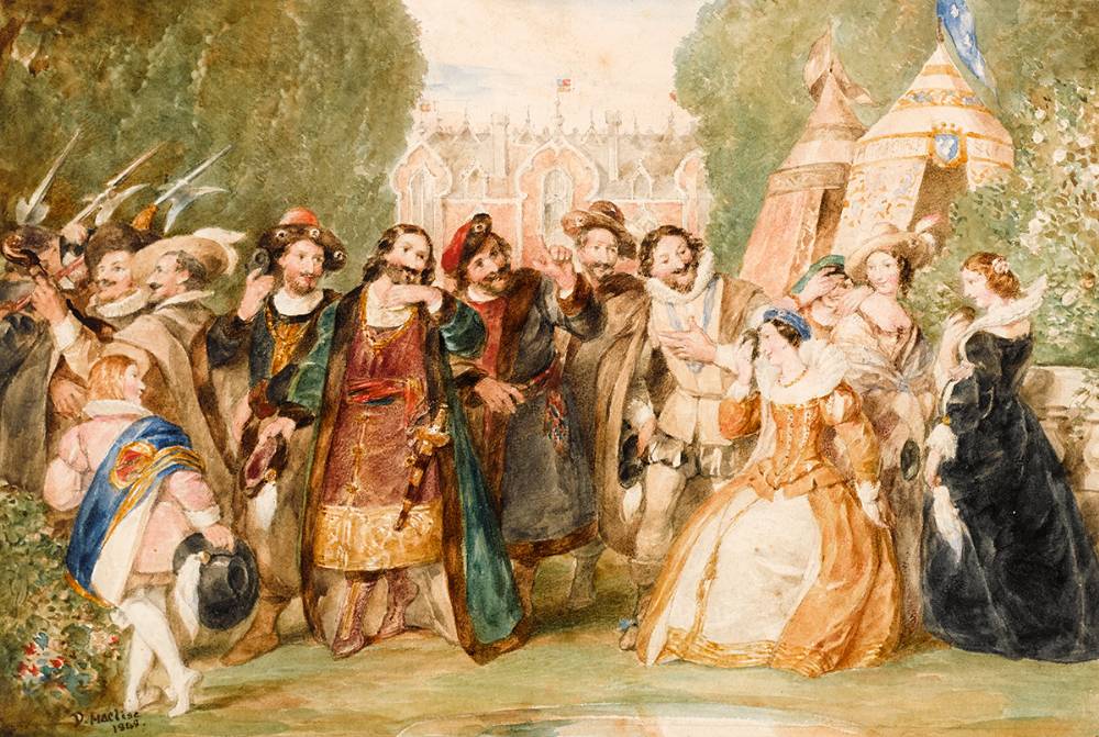 LOVES LABOURS LOST [THE COURT OF THE KING OF NAVARRE], 1848 by Daniel Maclise sold for 850 at Whyte's Auctions