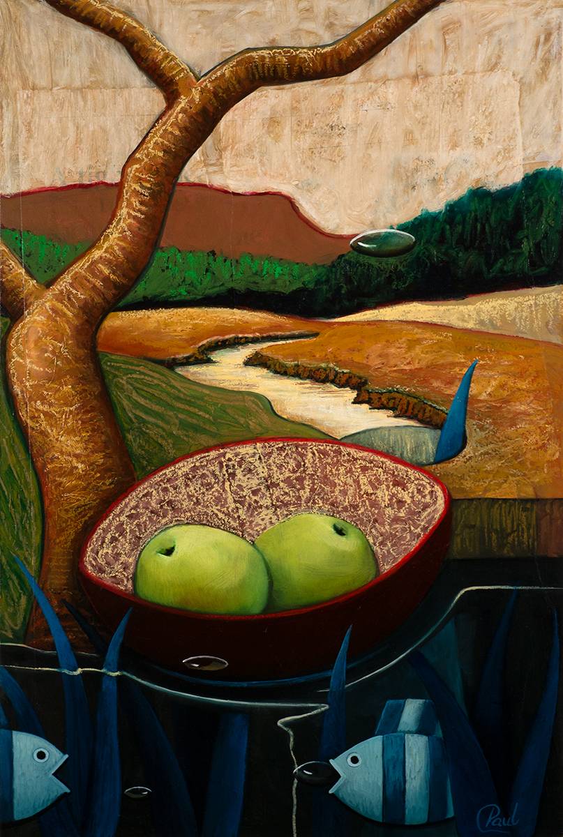 FISH AND FRUIT BEFORE A LANDSCAPE by Paul D'Arcy sold for 160 at Whyte's Auctions