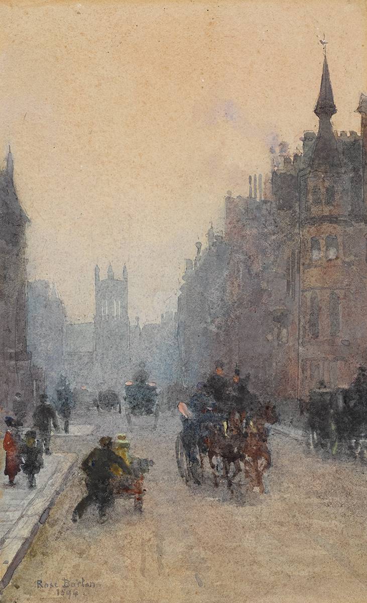 CARRIAGES ON A STREET AT EVENING, 1894 by Rose Mary Barton sold for 4,400 at Whyte's Auctions