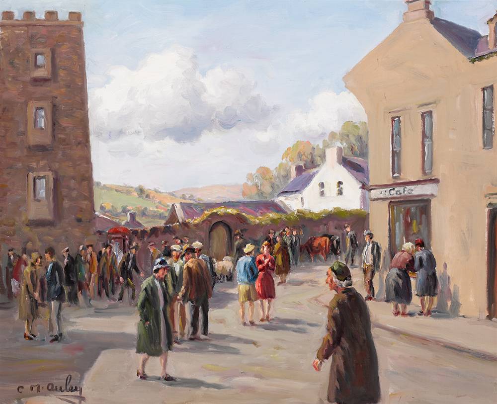 GATHERING FOR THE FAIR, CUSHENDALL, COUNTY ANTRIM by Charles J. McAuley sold for 2,800 at Whyte's Auctions