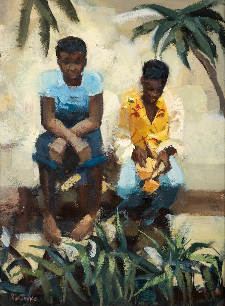CUTTING THE MANGO by Sarah le Jeune sold for 460 at Whyte's Auctions