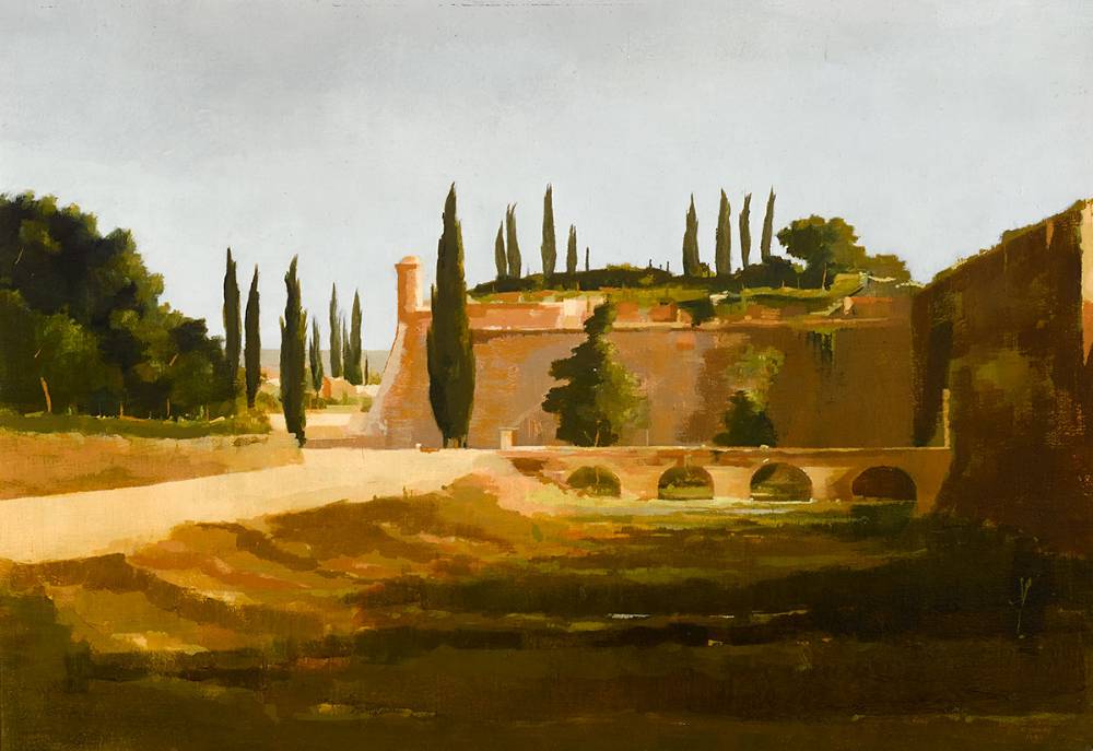 HOSTEL RICH FROM CITY WALLS, NEAR GERONA, 1991 by Martin Mooney (b.1960) at Whyte's Auctions
