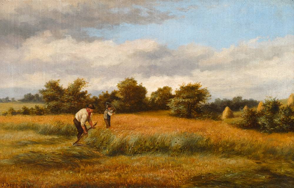 THE REAPERS, VIEW NEAR FINGLAS, COUNTY DUBLIN, 1879 by James Grey sold for 400 at Whyte's Auctions