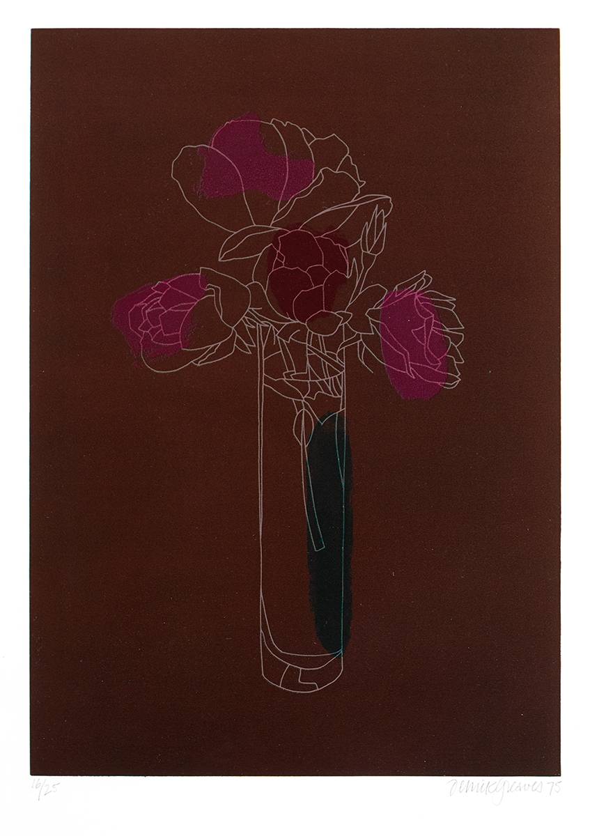 STILL LIFE WITH ROSES ,1975 by Derrick Greaves sold for 160 at Whyte's Auctions