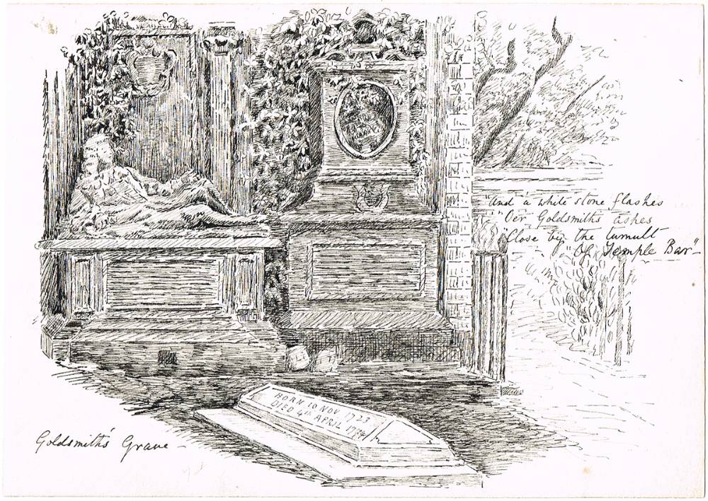 GOLDSMITH'S GRAVE, TEMPLE CHURCH, LONDON by Lady Isabella Augusta Gregory sold for 420 at Whyte's Auctions