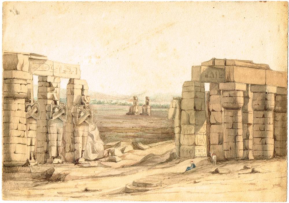 STATUES OF MEMNON, NEAR THEBES, EGYPT by Lady Isabella Augusta Gregory (1852-1932) at Whyte's Auctions