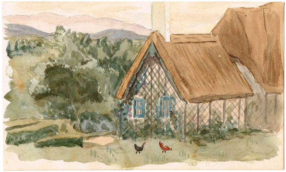 BIDDY EARLY'S COTTAGE, GLENDEREE MOUNTAIN by Lady Isabella Augusta Gregory sold for 640 at Whyte's Auctions