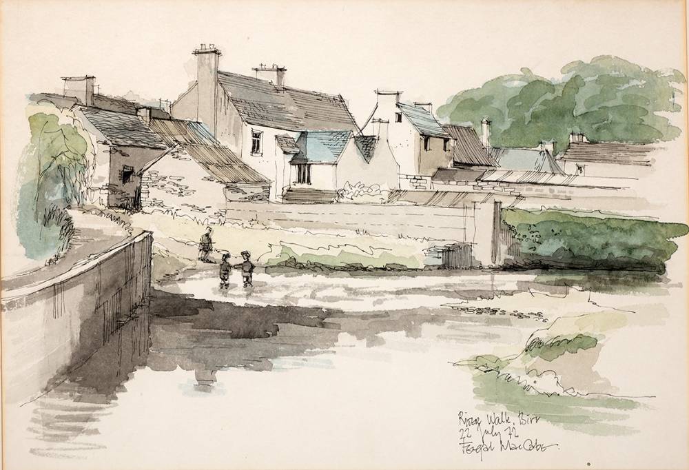RIVER WALK, BIRR, COUNTY OFFALY, 1972 by Fergal MacCabe sold for 290 at Whyte's Auctions