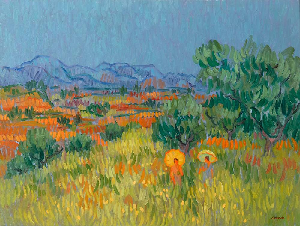 WALKING THROUGH THE LONG GRASS AT PUNTA LARA, NERJA by Desmond Carrick sold for 1,100 at Whyte's Auctions