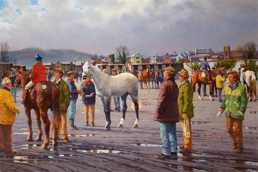 HORSE FAIR AT GORESBRIDGE, COUNTY KILKENNY by Peter Curling sold for 42,000 at Whyte's Auctions