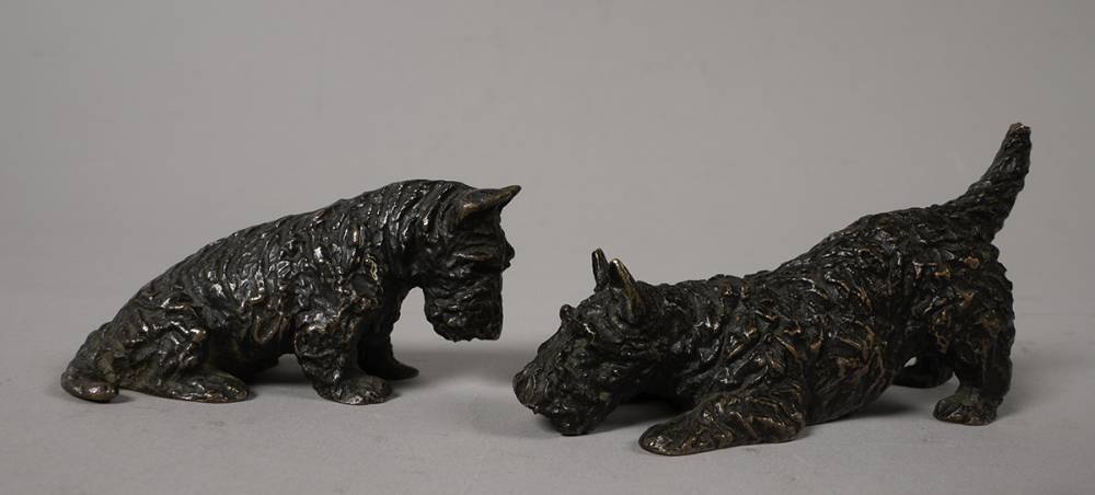 SCOTTIE DOGS: ONE SEATED, ONE CROUCHING (A PAIR) by Marguerite Kirmse sold for 750 at Whyte's Auctions