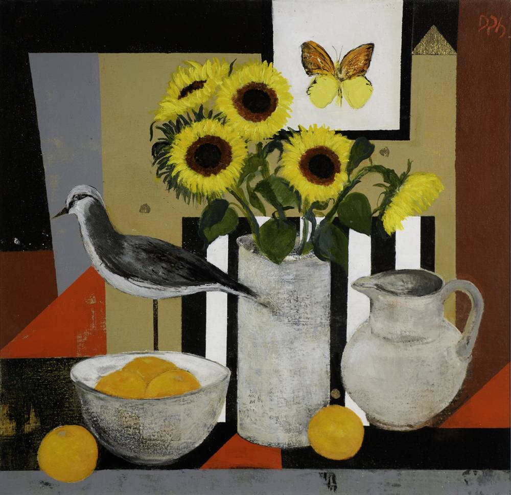 SUNFLOWERS AND BUTTERFLY, STILL LIFE by David Gordon Hughes sold for 440 at Whyte's Auctions