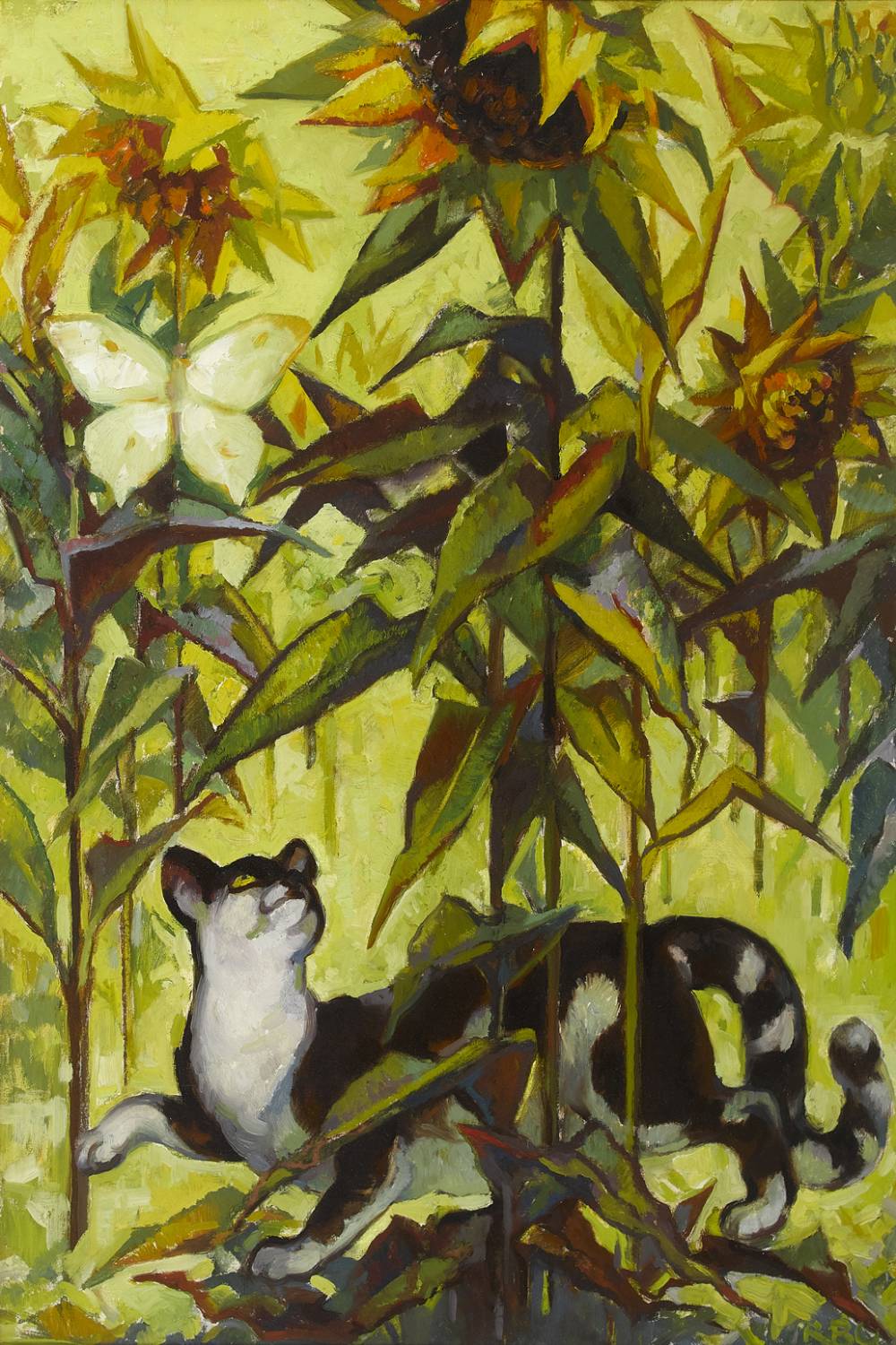 CAT AND SUNFLOWERS by Rosaleen Brigid Ganly sold for 1,200 at Whyte's Auctions