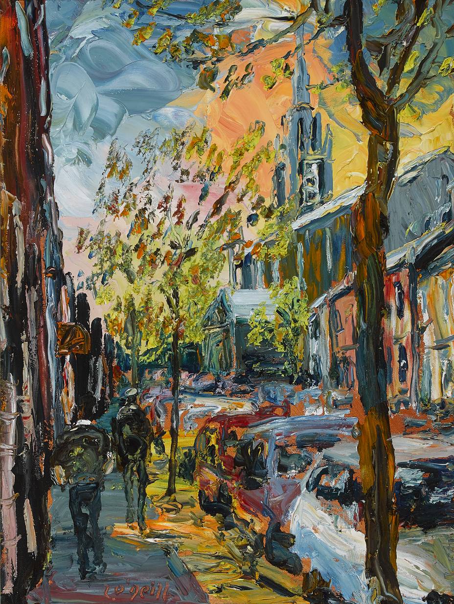 SUNSET, MAIN STREET, MALAHIDE, COUNTY DUBLIN by Liam O'Neill (b.1954) at Whyte's Auctions