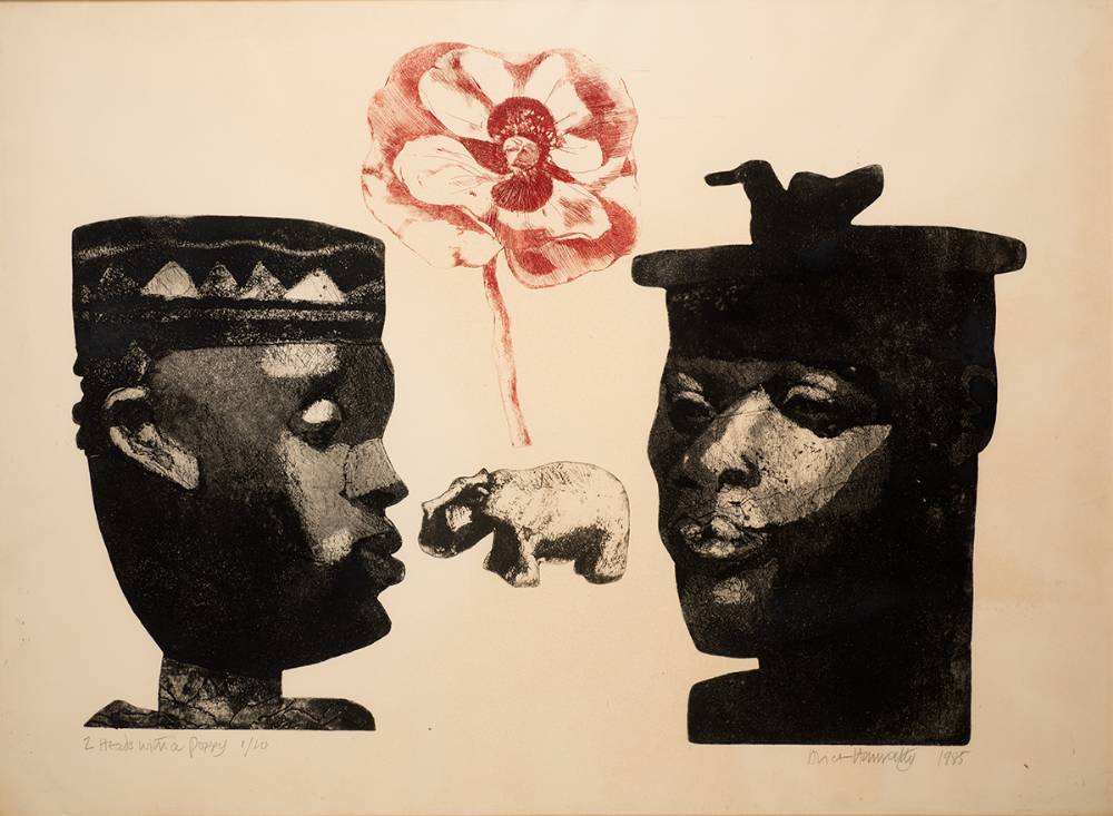 TWO HEADS WITH A POPPY, 1985 by Alice Hanratty sold for 190 at Whyte's Auctions