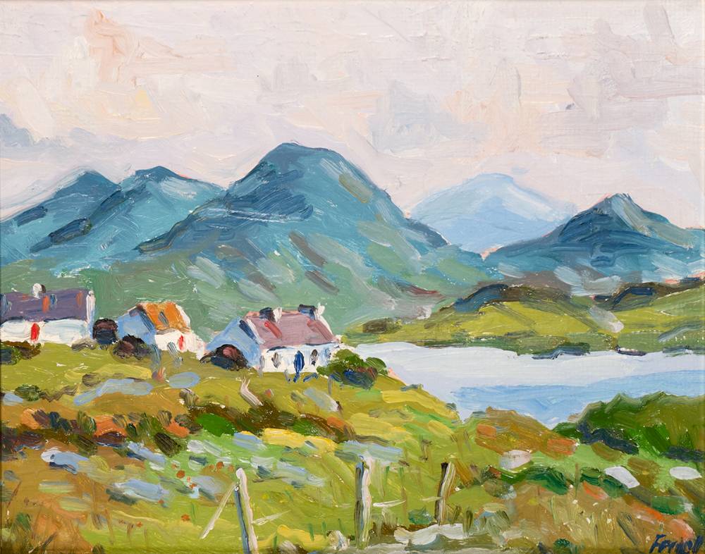 LAKESIDE COTTAGES, WEST OF IRELAND by Fergal Flanagan sold for 190 at Whyte's Auctions