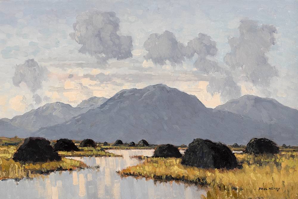 TURF STACKS IN THE WEST, c.1934-36 by Paul Henry sold for 130,000 at Whyte's Auctions