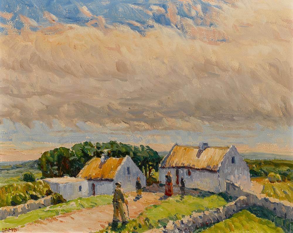 FIGURES AND COTTAGES, WEST OF IRELAND by Charles Vincent Lamb sold for 4,000 at Whyte's Auctions