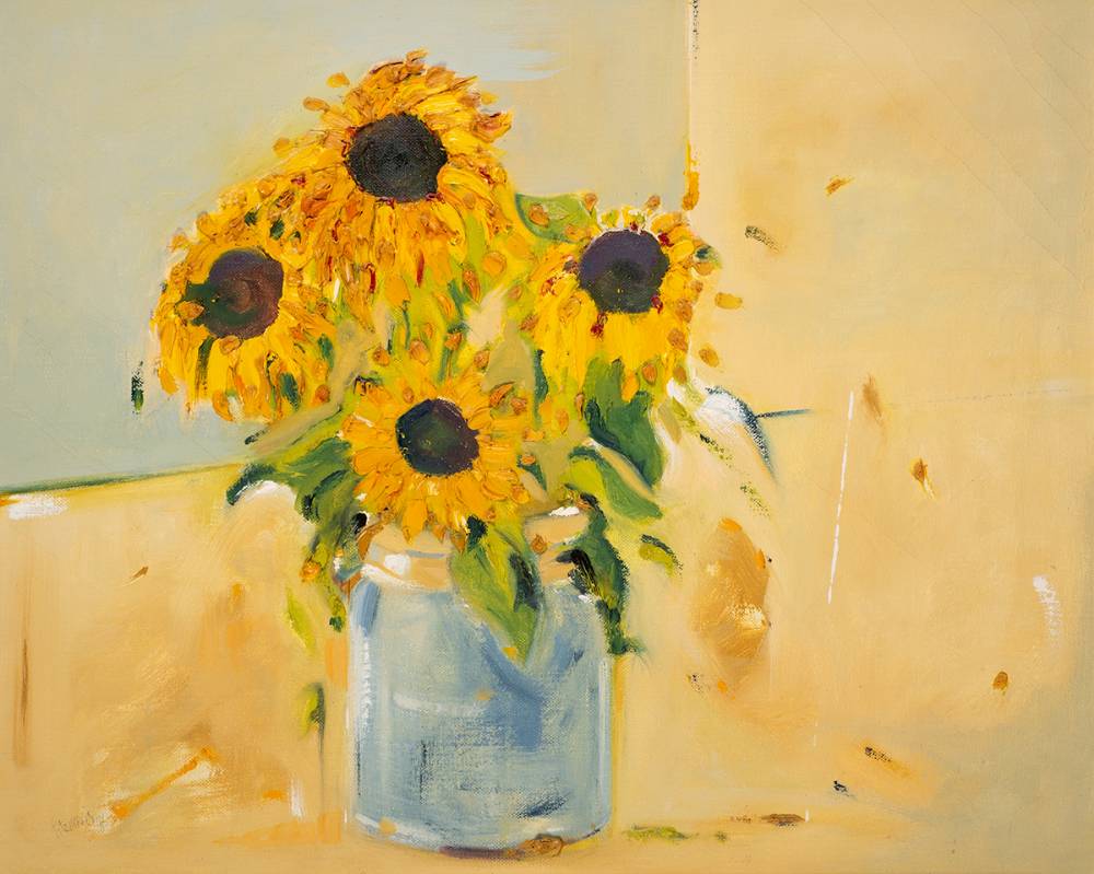 STILL LIFE WITH SUNFLOWERS, 1996 by Mike Fitzharris sold for 1,100 at Whyte's Auctions
