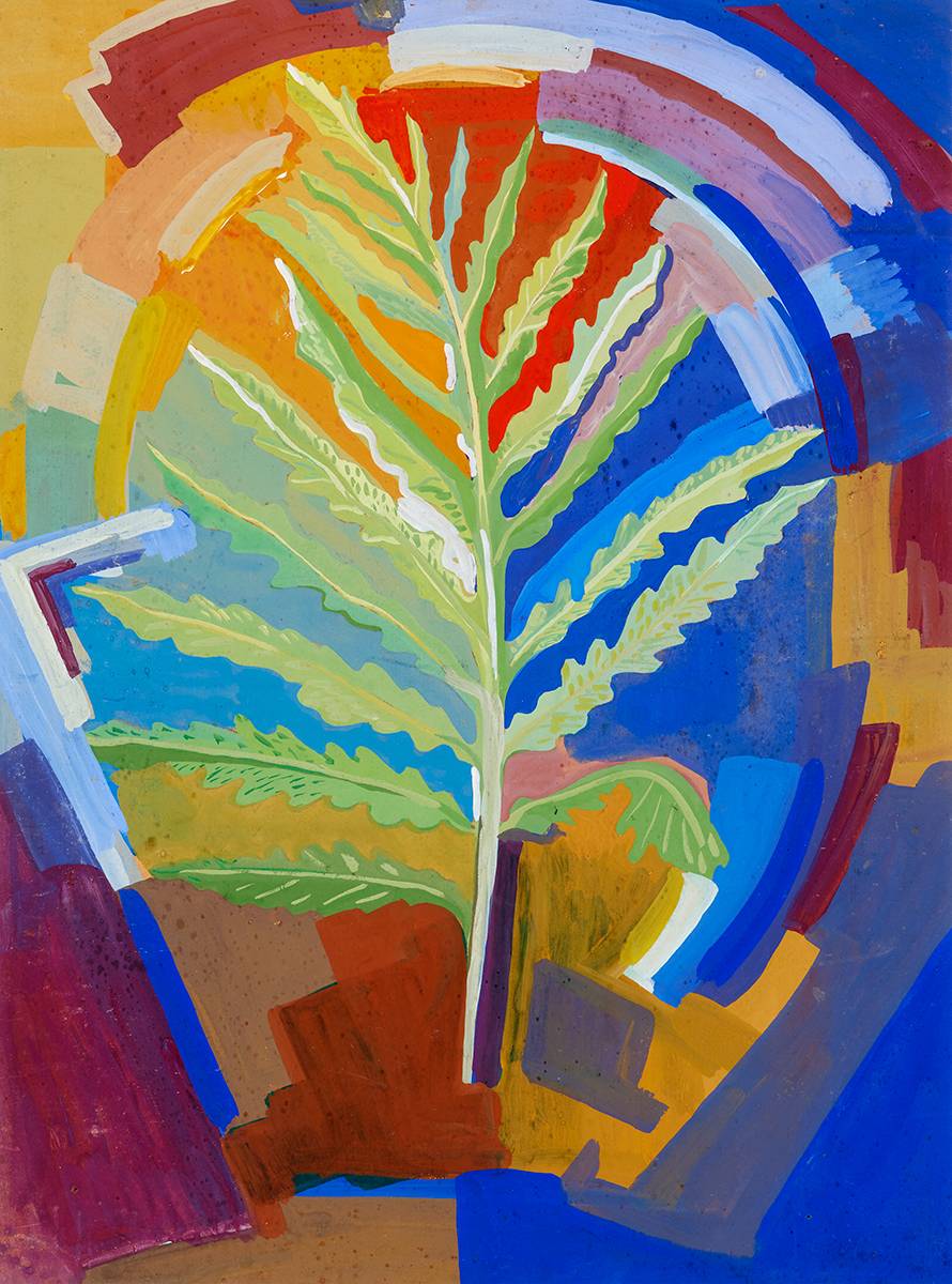 FERN STUDY WITH CUBIST SURROUND by Evie Hone sold for 10,000 at Whyte's Auctions