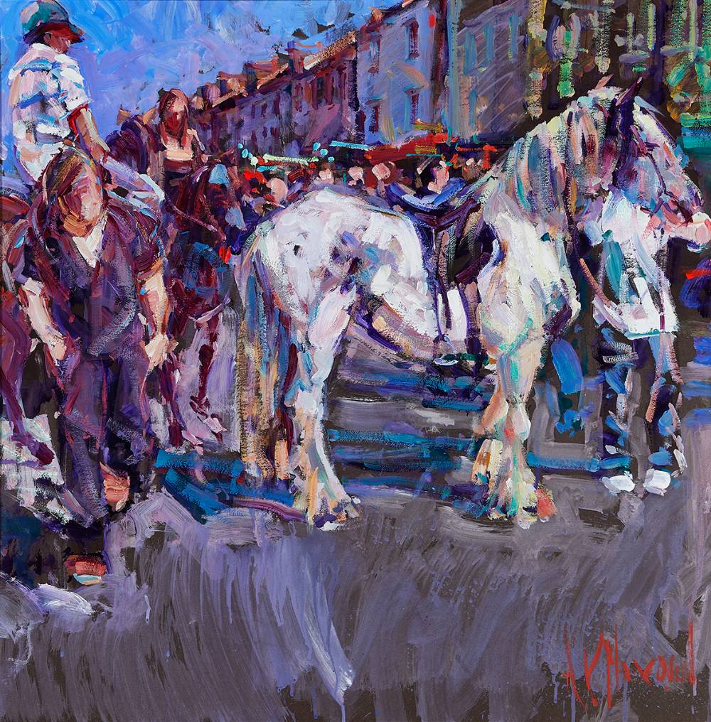 TOWARDS EVENING, TALLOW HORSE FAIR, COUNTY WATERFORD by Arthur K. Maderson sold for 6,800 at Whyte's Auctions