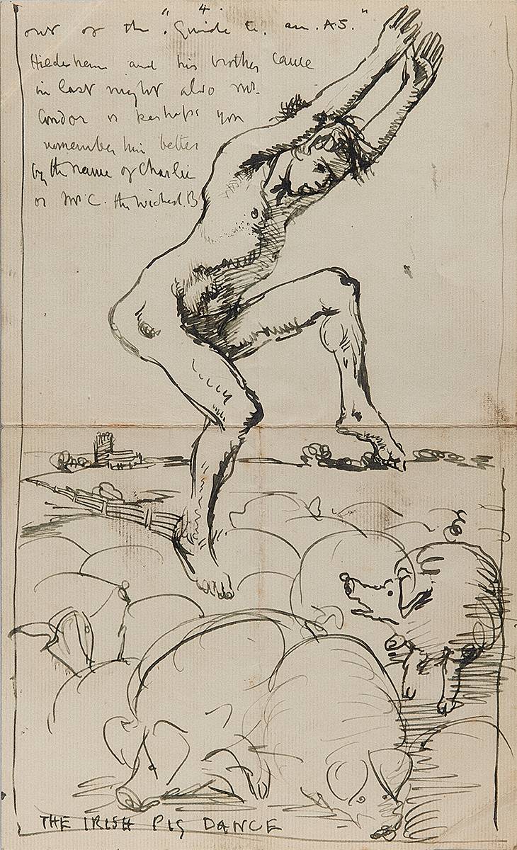 THE IRISH PIG DANCE [ON HANDWRITTEN LETTER] by Sir William Orpen sold for 2,500 at Whyte's Auctions
