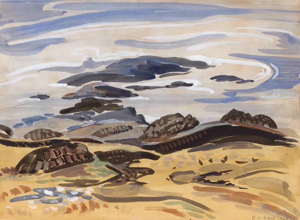 STUDY FOR BOG AND SEA, 1940 by Mainie Jellett sold for 4,600 at Whyte's Auctions