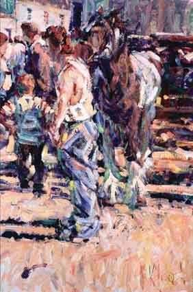 NO SALE, TOWARDS THE END OF THE DAY - TALLOW HORSE FAIR by Arthur K. Maderson (b.1942) at Whyte's Auctions